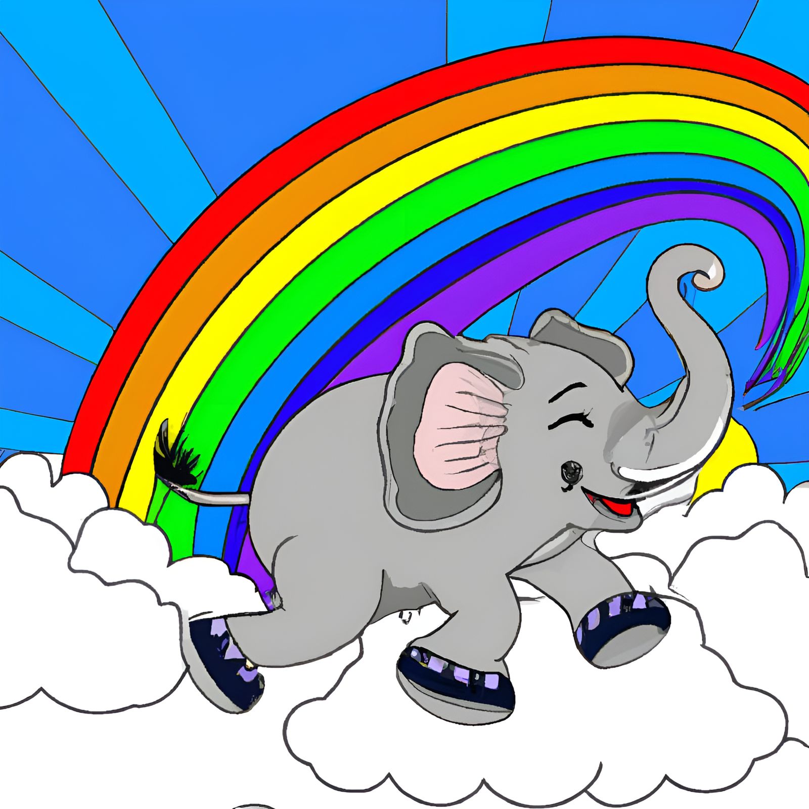 Flying Elephant Hybrid in Manga Cartoon Style