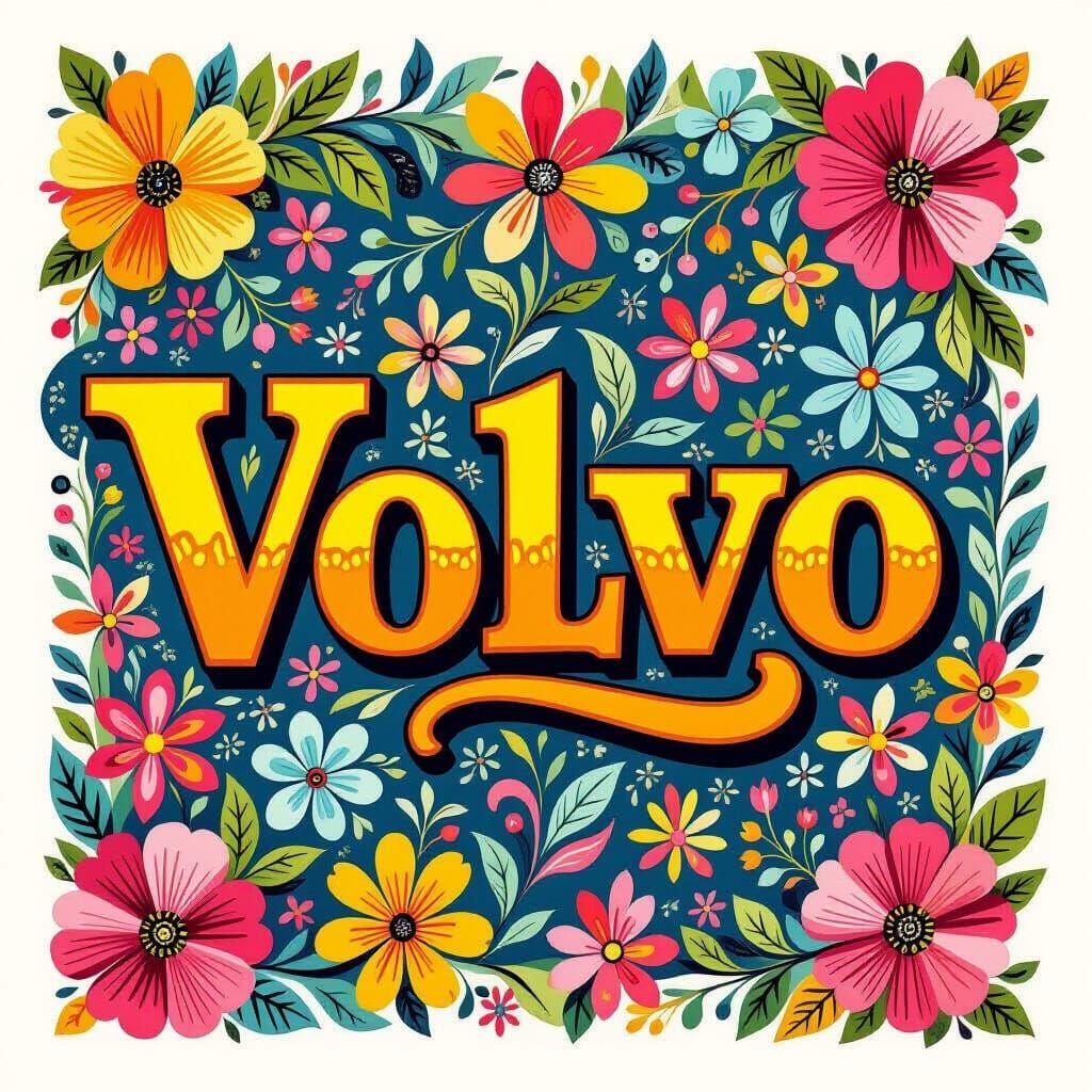 Colorful Volvo Inscription in Whimsical Style