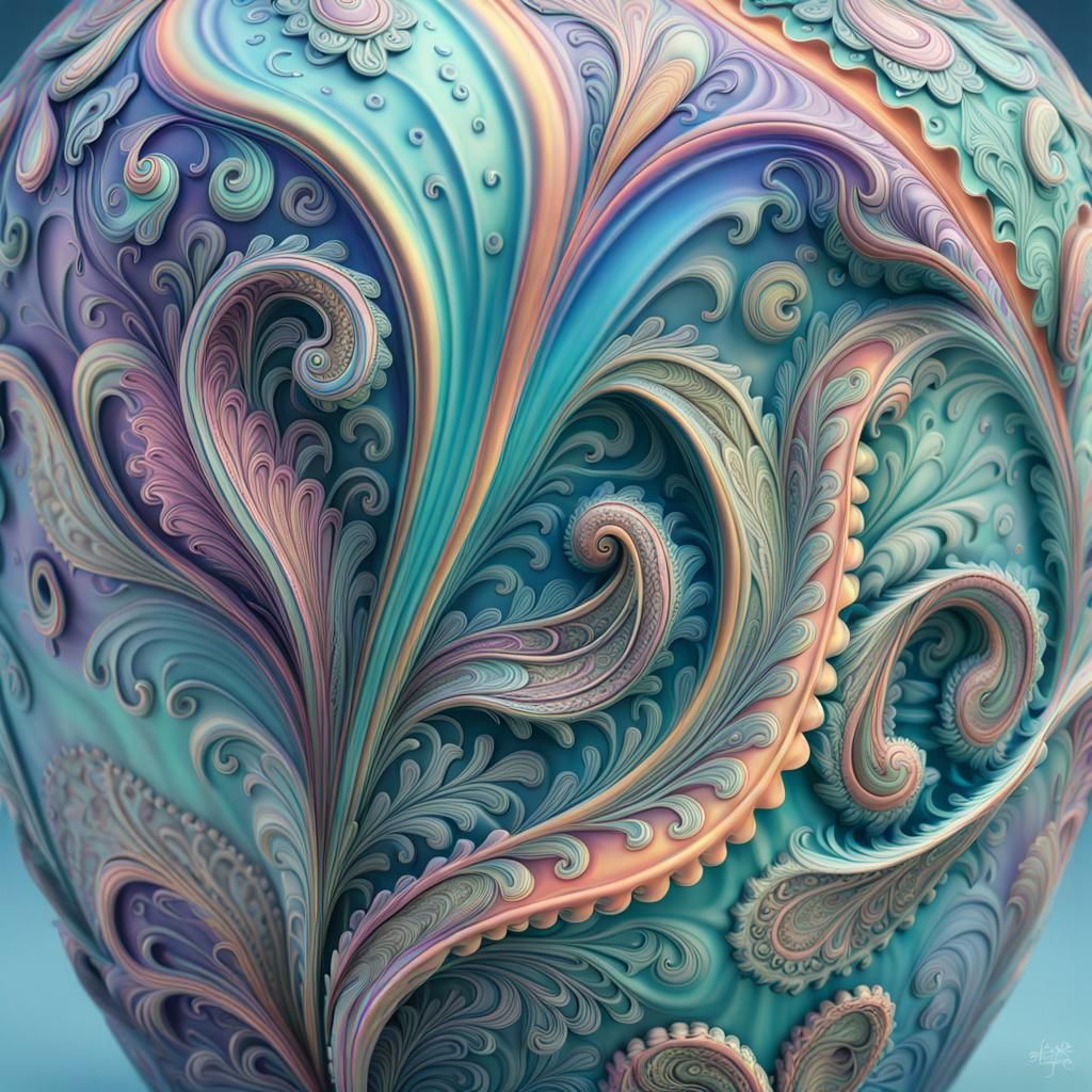 Psychedelic Paisley Vase in Surrealist Macro Photography