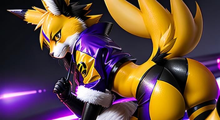 Detailed Anthro Female Renamon Illustration