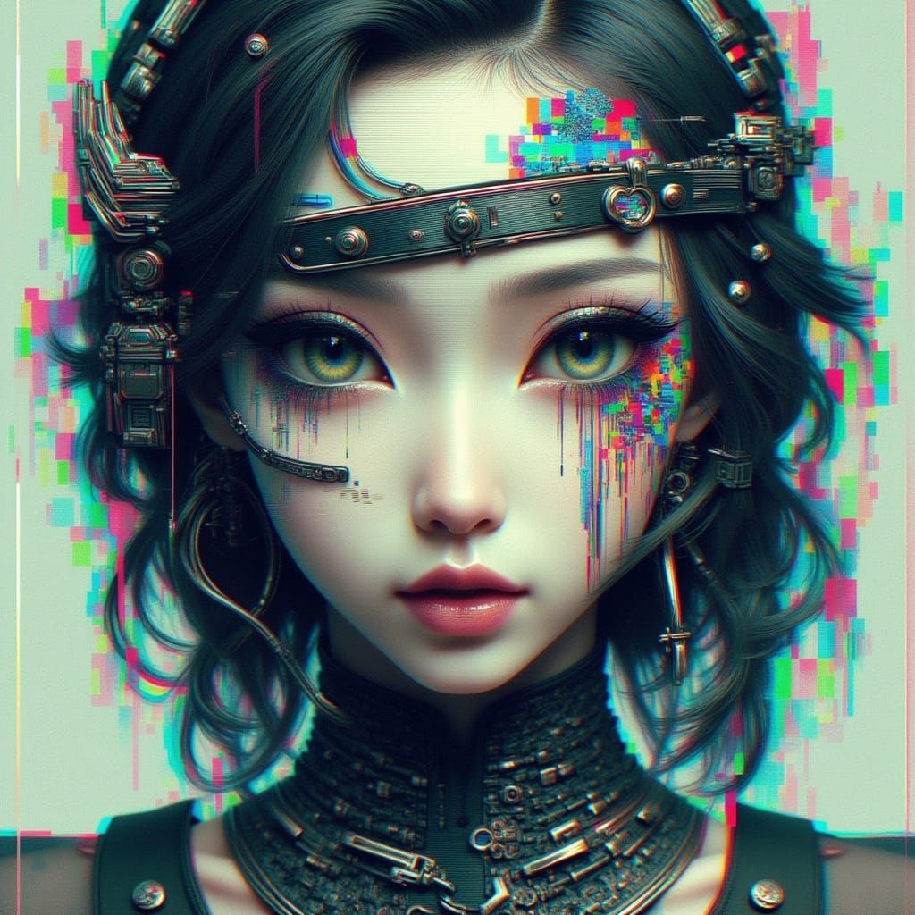 Futuristic Glitch Portrait of a Girl