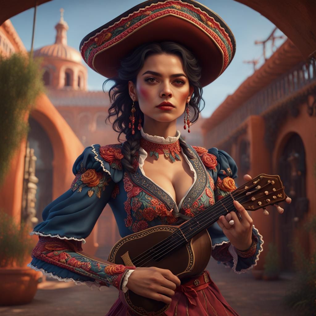 Detailed Mariachi Girl in Fantasy Concept Art