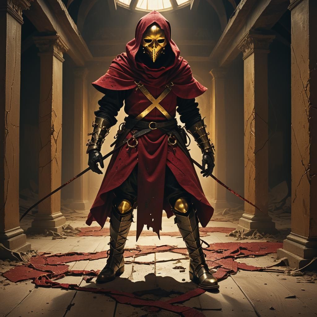 Killer wearing (cross:1.3) skin boots/A mask from an ancient...