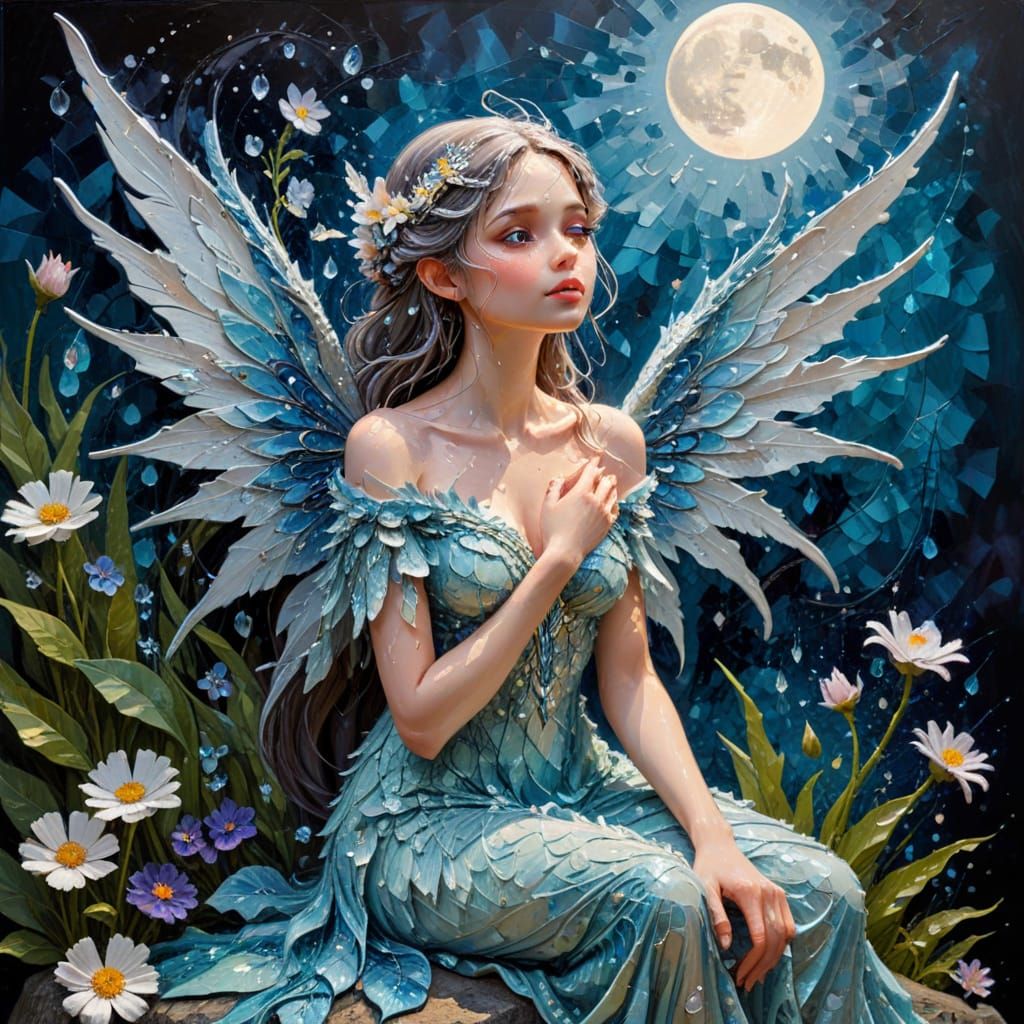 Crystal Fairy and Dragon in Dynamic Impasto Style