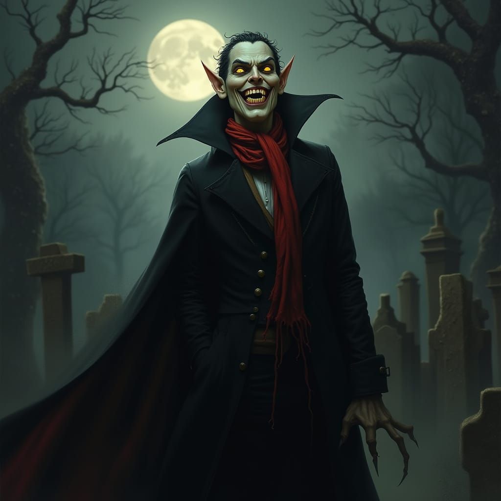 Mysterious Vampire in Dark Victorian Attire