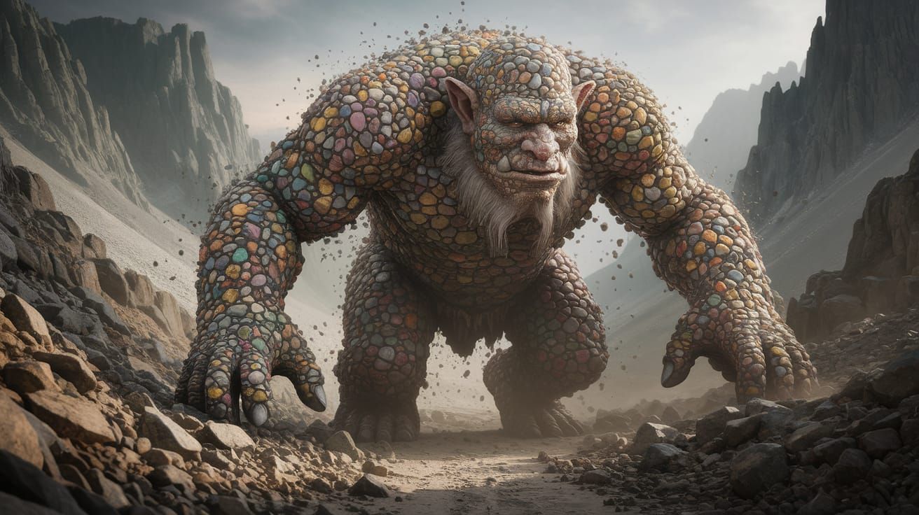 Colossal Mountain Troll in Mosaic Stone