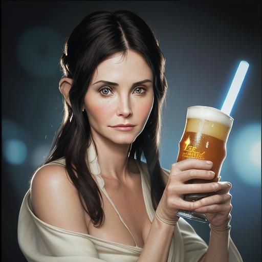 Princess Leia Celebrity Portrait with Beer