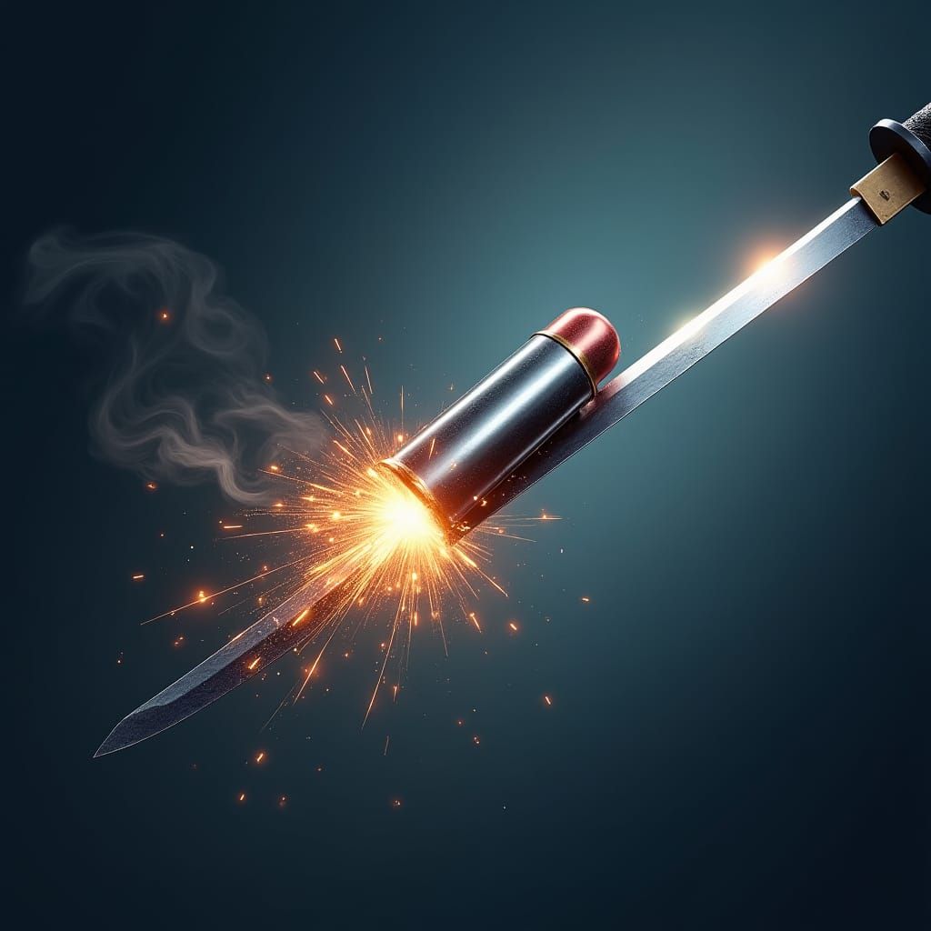 Katana Slices Bullet in High-Fantasy Style