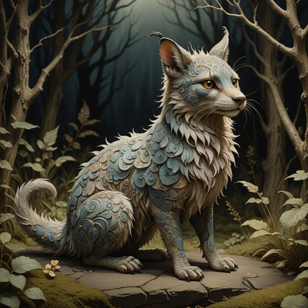 Whimsical Fairycore Creature with Retro Illustrative Style