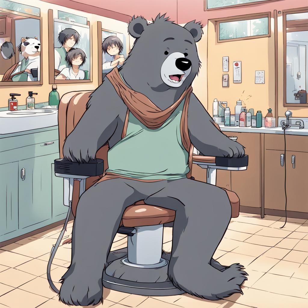 Baloo Bear at the Anime Hair Salon