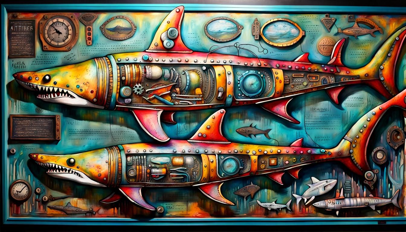 Art Deco Aetherpunk Shark Submarine Masterpiece
