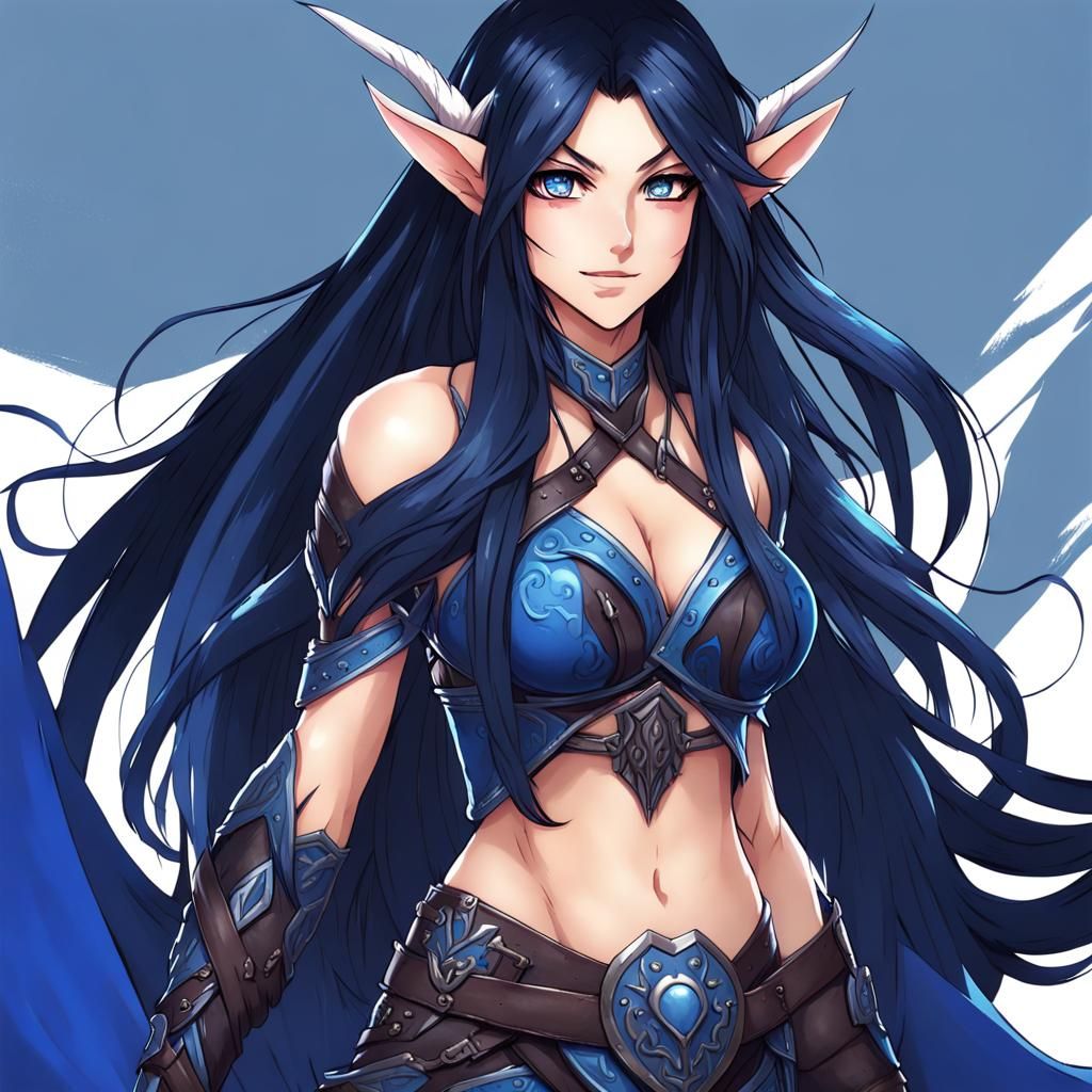 Muscular Elf Druid in Anime Style