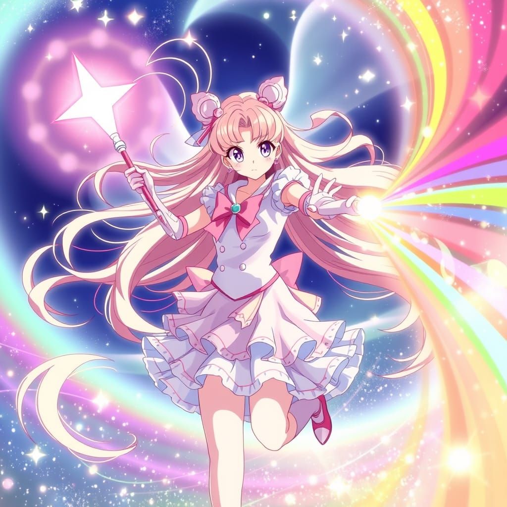 Magical Girl Transformation in Anime Style