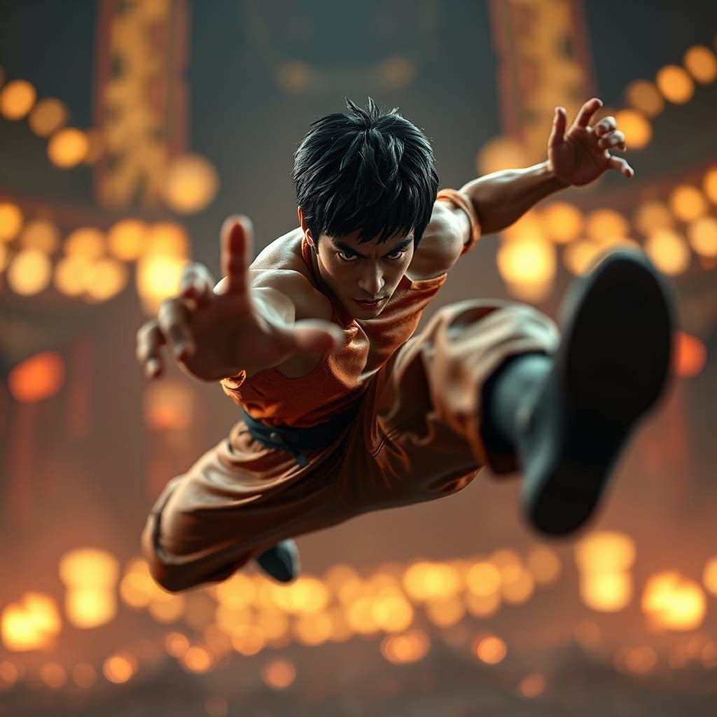 Bruce Lee's Flying Kick: A Dark Fantasy Masterpiece