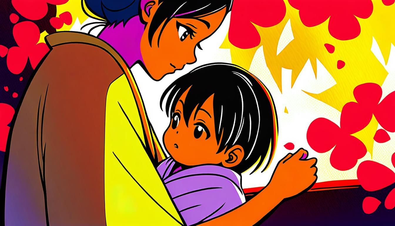 Mother and Child: Anime-Inspired Watercolor Art