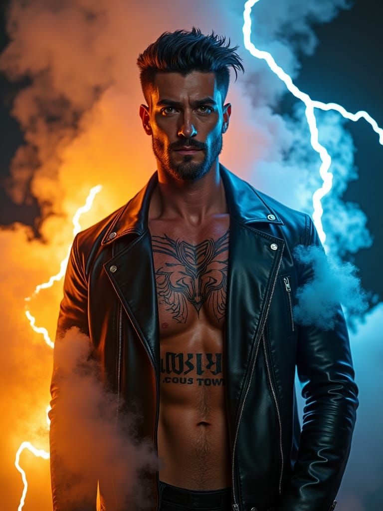 Greek Tattoo Art on Athletic Male Model