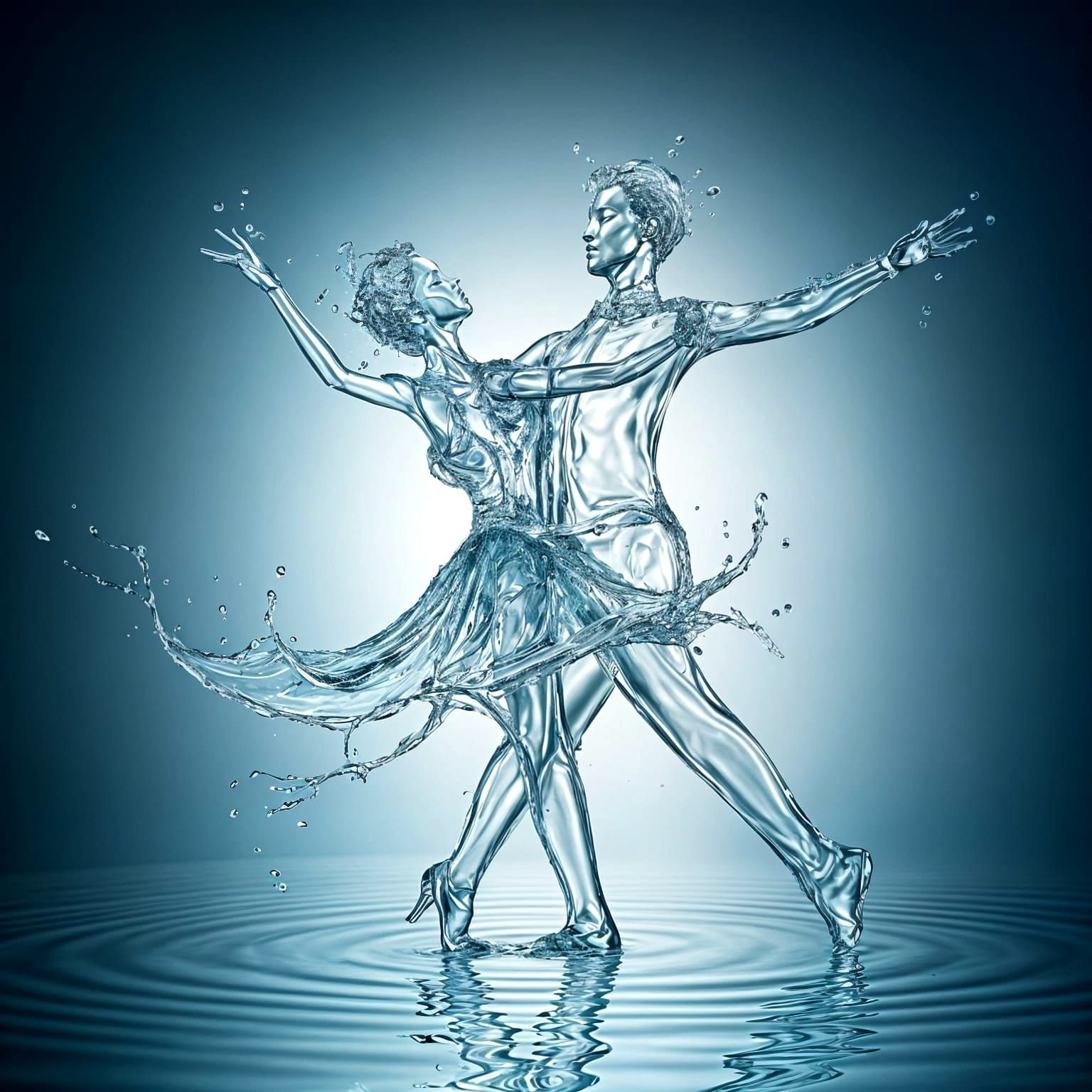 Water Waltz Dancers in a Liquid Duo