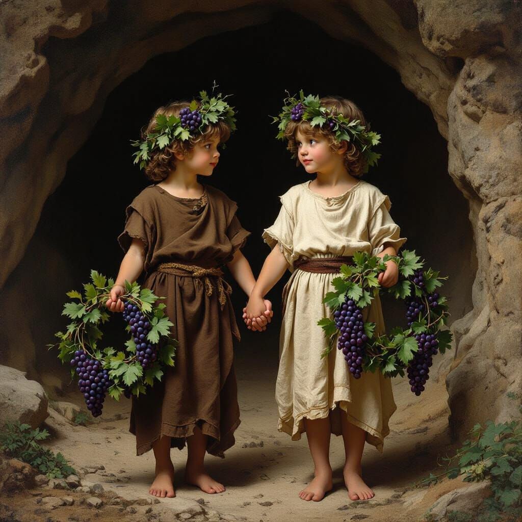 Boys with Grapevine Wreaths in Neoclassical Style
