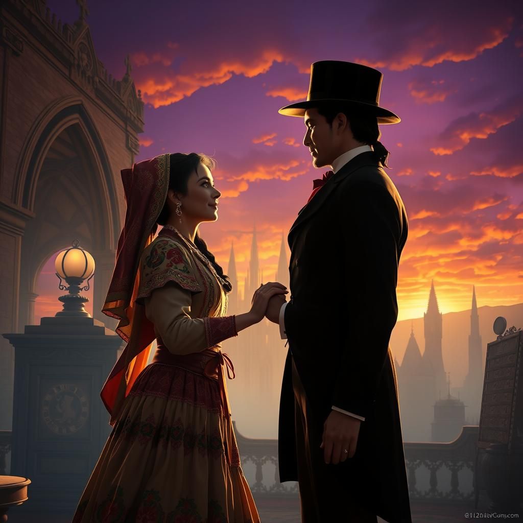 Bolivian Woman and English Gentleman: Dark Fantasy Encounter