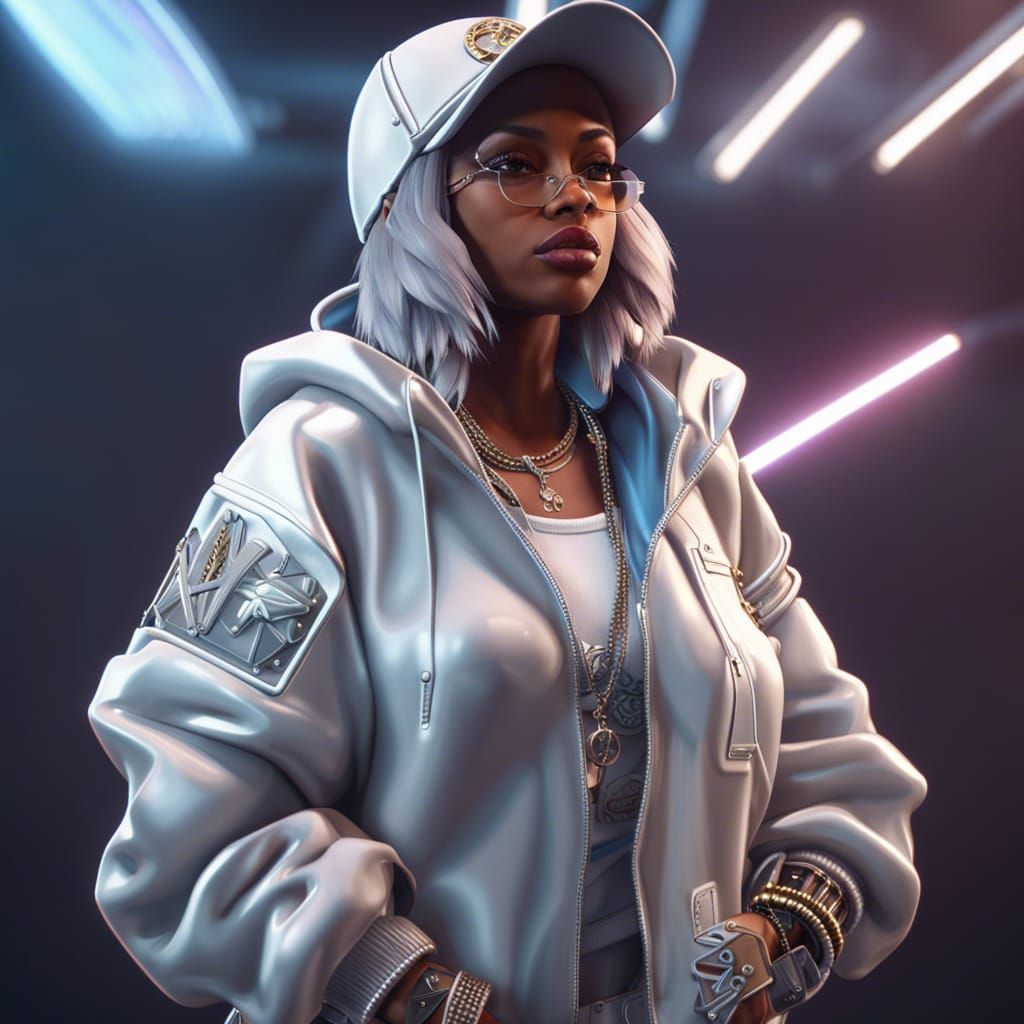 Female Rapper in Streetwear, 3D Game Cinematic