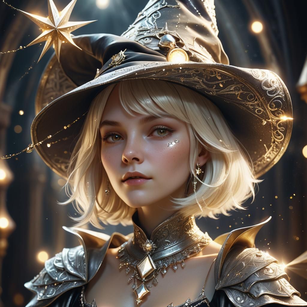Blonde Sorceress in Pointed Hat: Fantasy Concept Art