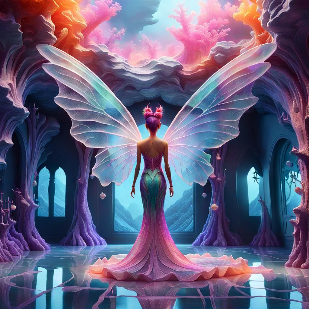 Surreal Fairy Queen in Neon Jewelry Room