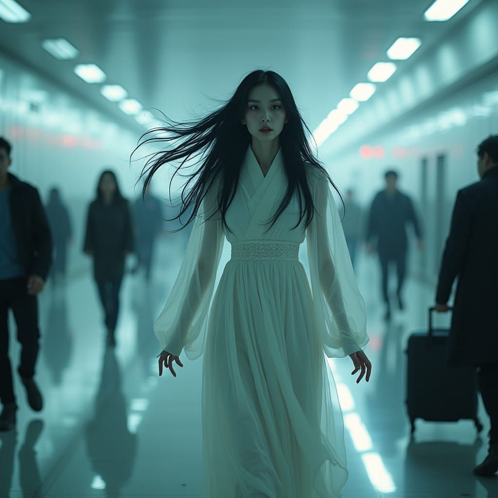Ethereal Vengeful Ghost Haunts Modern Airport