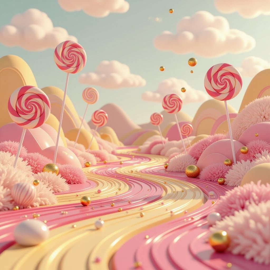Candy-Themed Pollock-Style Animation with Dynamic Lighting