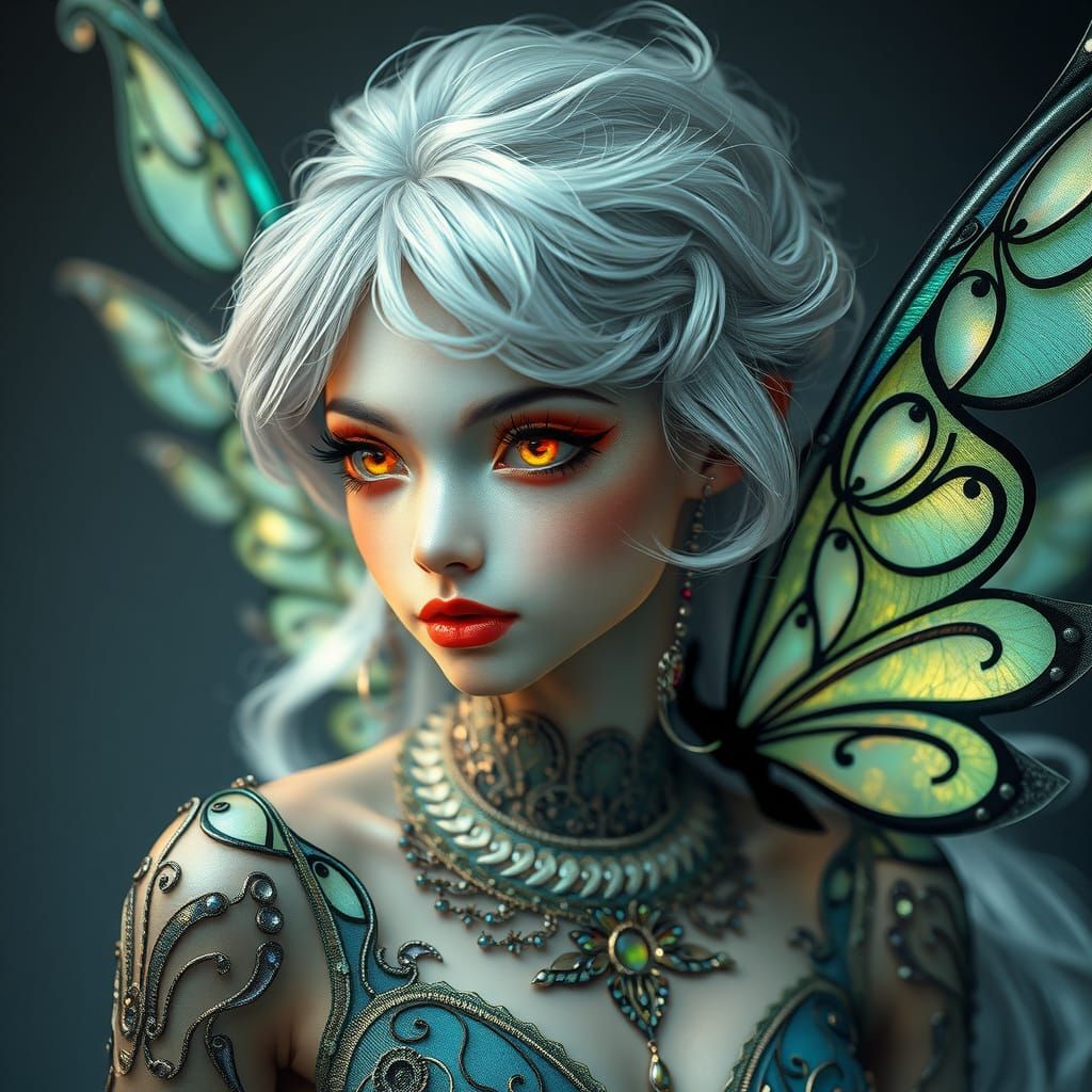 Ethereal Fae in Art Nouveau-Inspired Metallic Finery