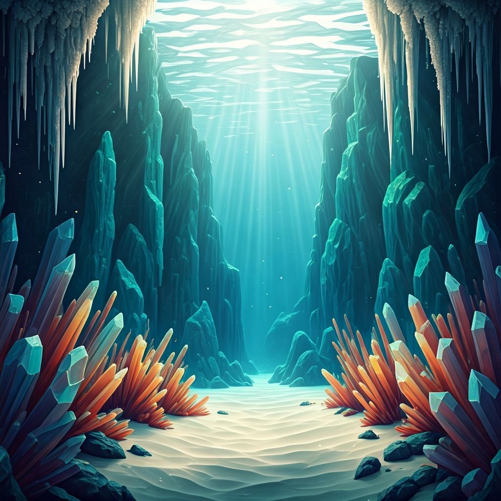Ethereal Underwater Canyon with Glowing Coral