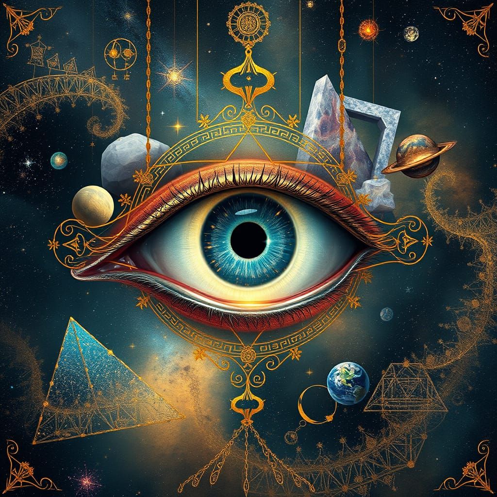 Cosmic Eye Forged from Stardust and Crystal