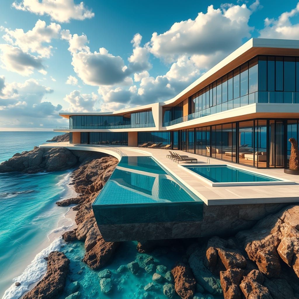 Luxurious Modern Beachfront Mansion with Infinity Pool