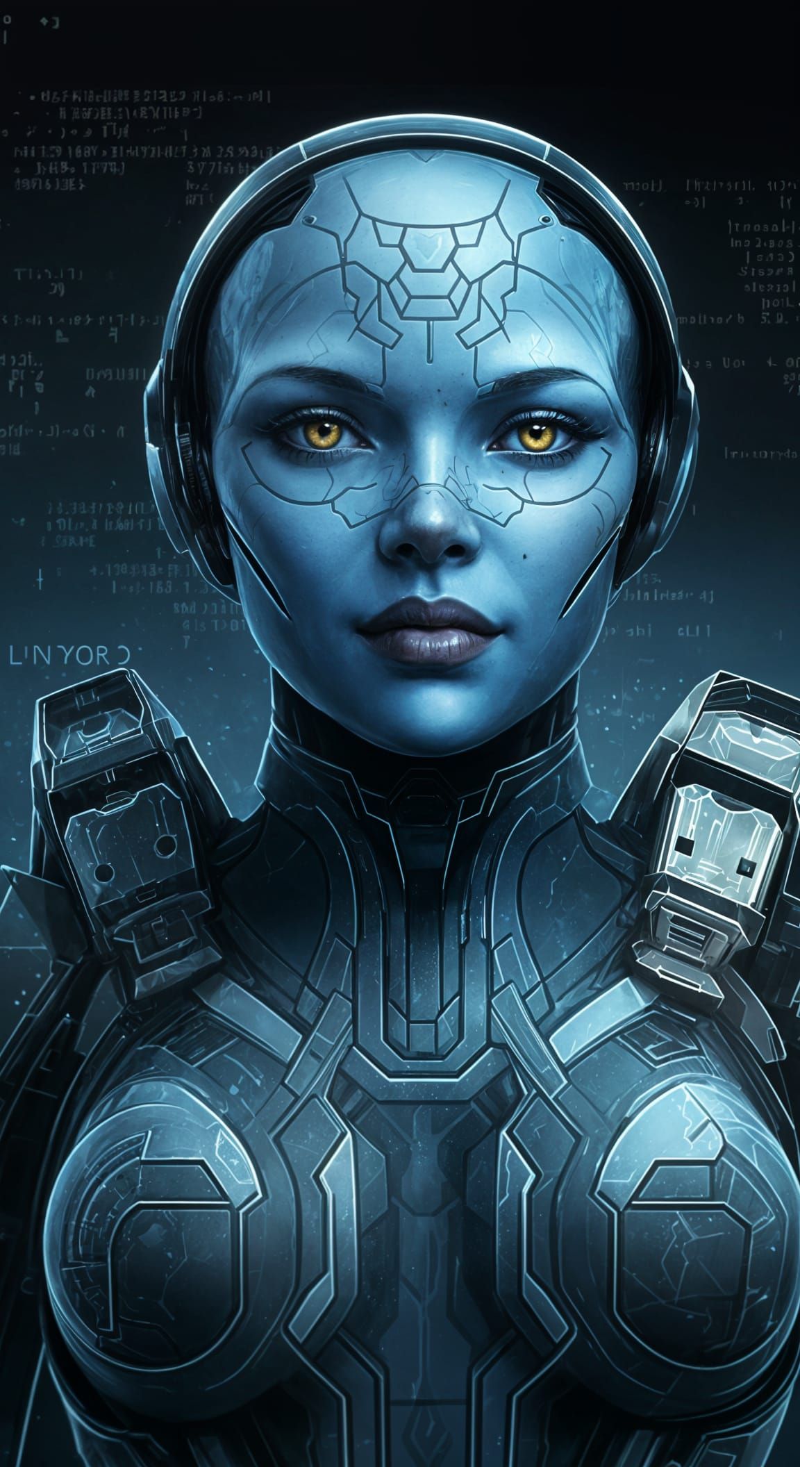 Halo-Inspired Digital Avatar with Code Overlay