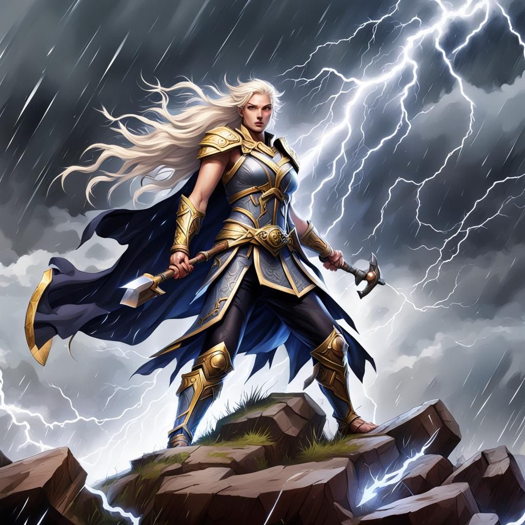 Female Hero Wields Storm and Lightning