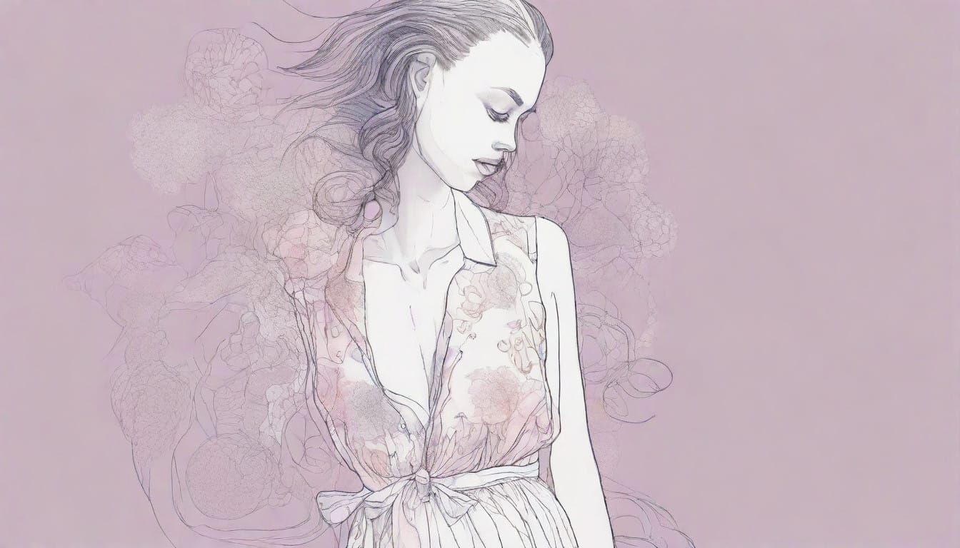 A Futuristic Girl in a Kimono Looks at You with Style