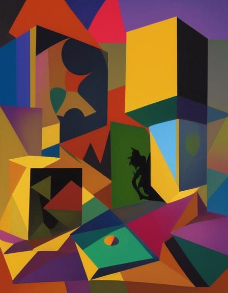 Boy Plays in Paul Klee Style Digital Art