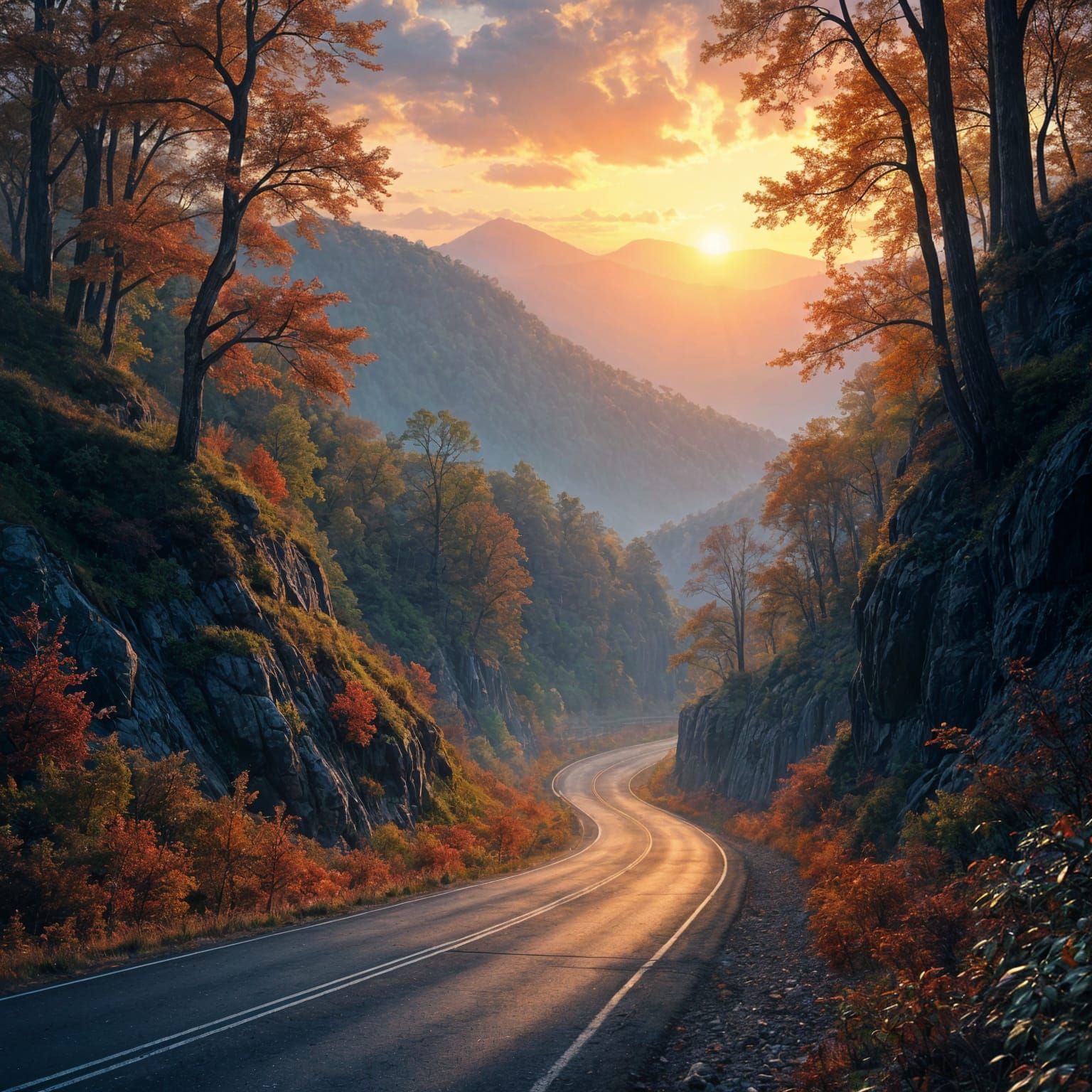 Great Smokey Mountains Landscape at Sunset
