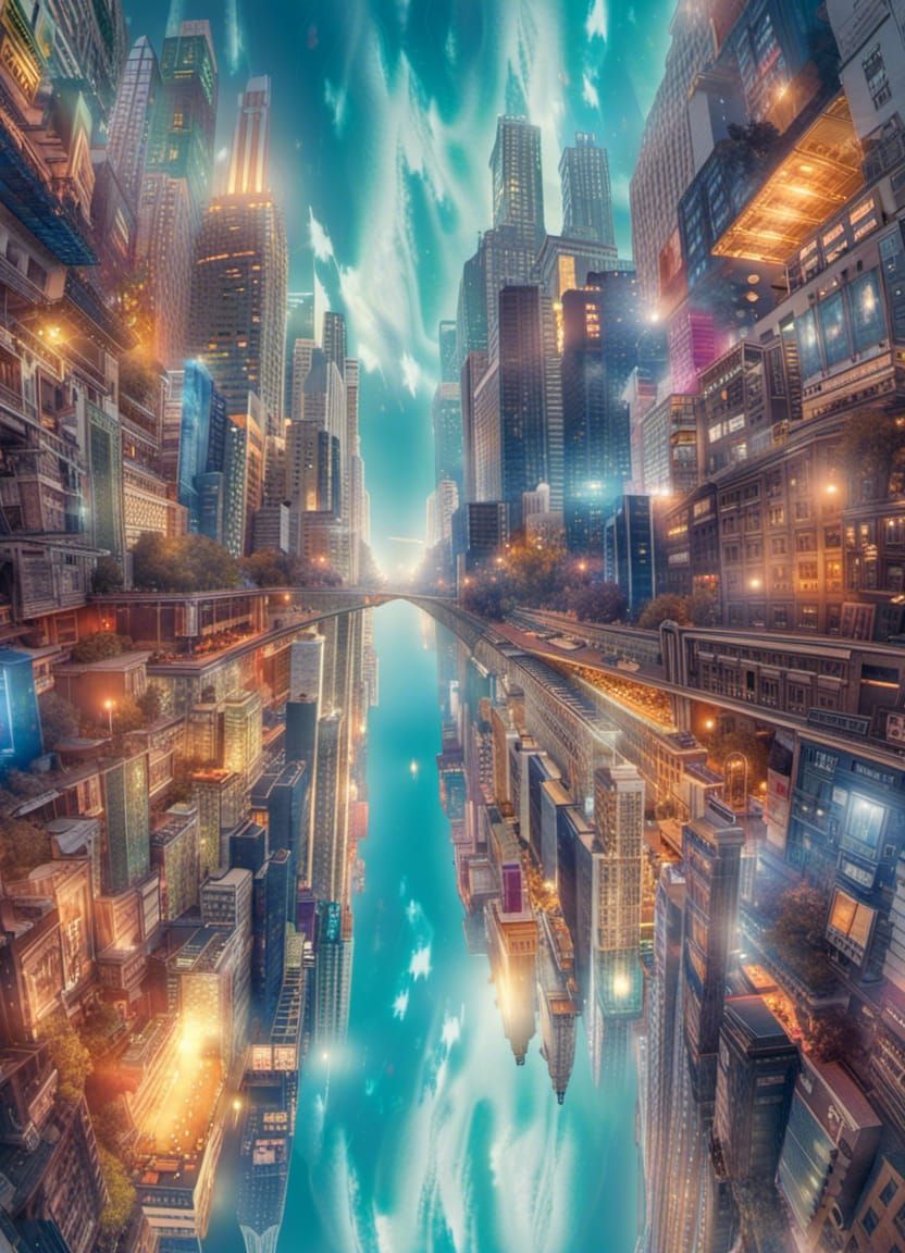 Opalescent Outer City Skyline in 3D Realism