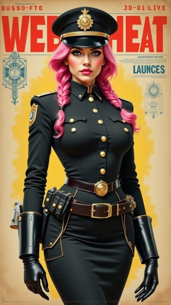 Steampunk Pin-Up Girl in Vintage-Futuristic Style