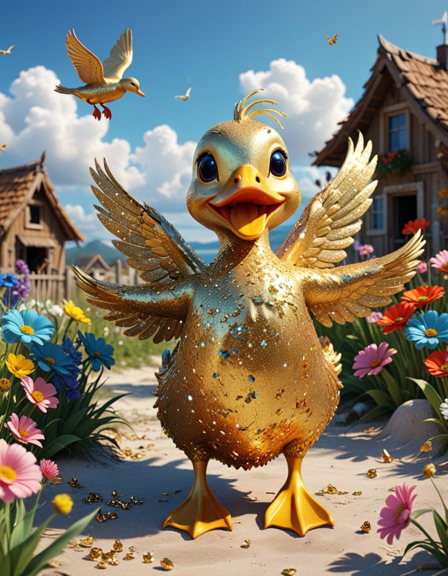 Kind Beast Protecting Village in Flower Meadow