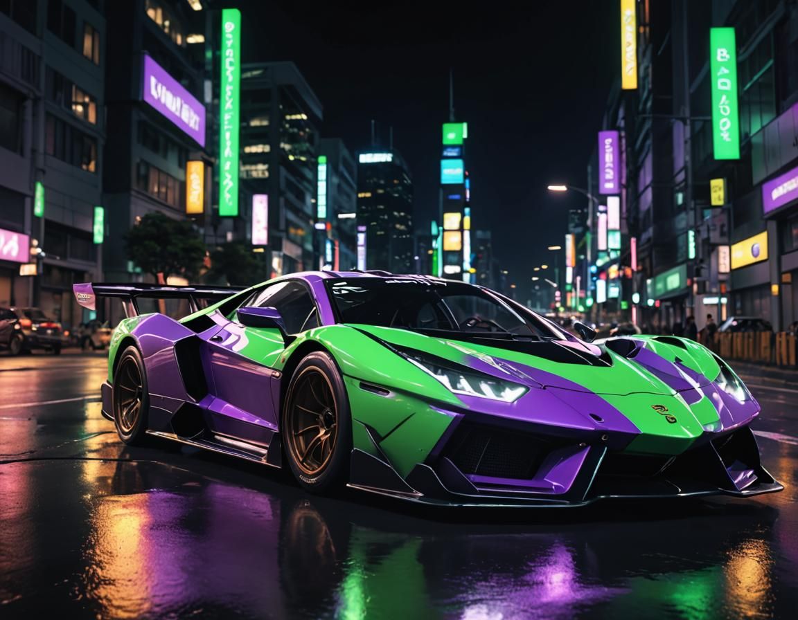 Neon Genesis Evangelion Race Car in CG Style