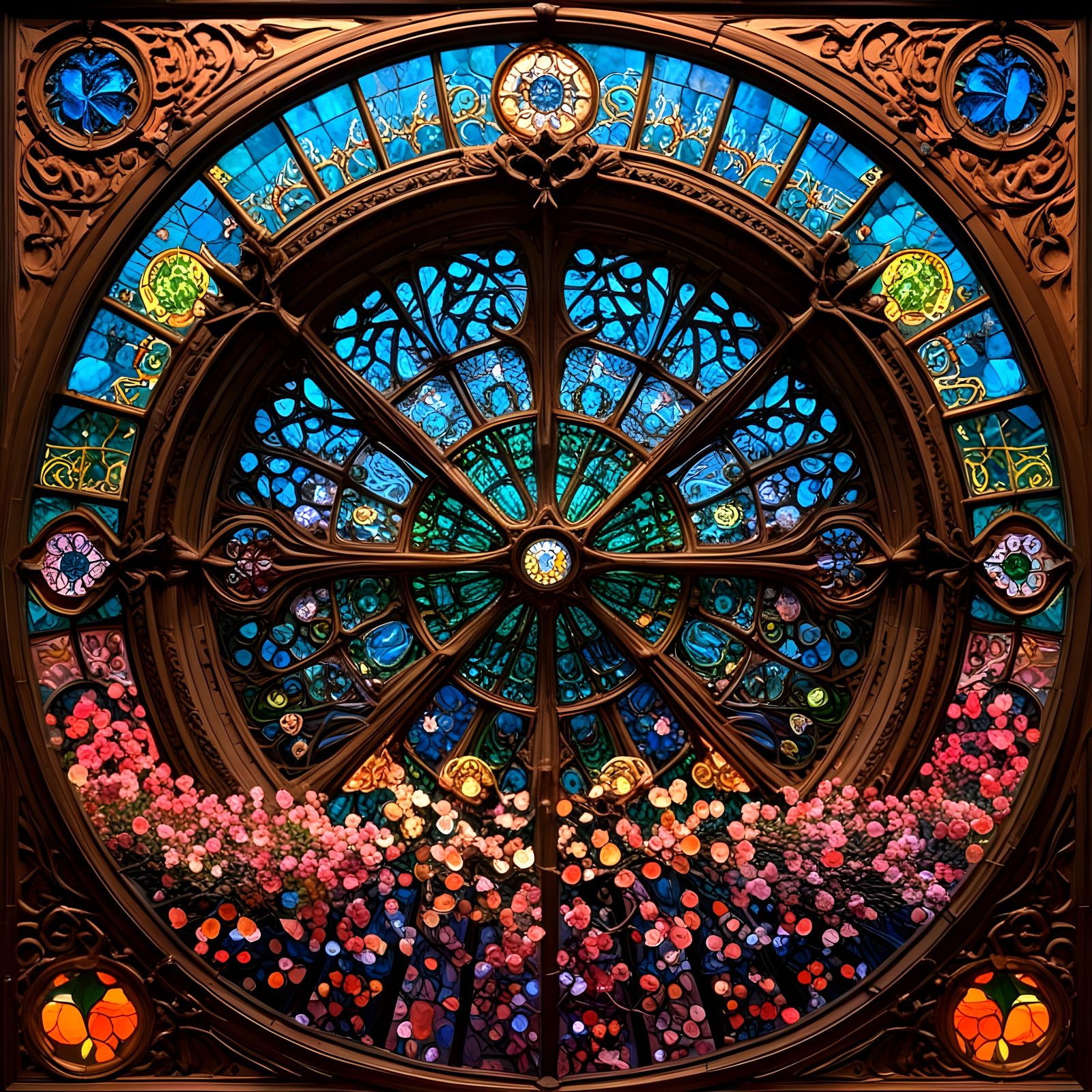 Vibrant Stained-Glass Cathedral in Pastel Hues