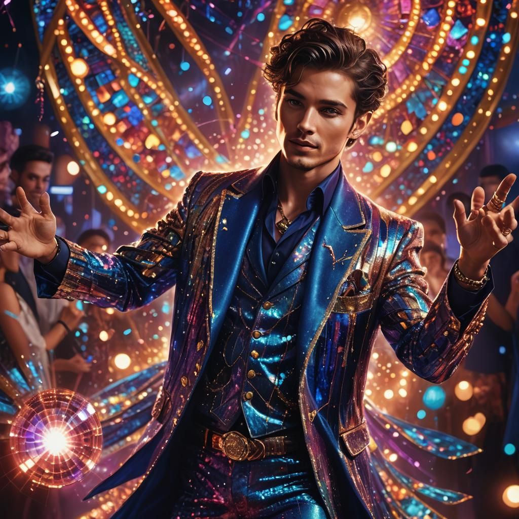 Magician Disco Dance in Vibrant Digital Art