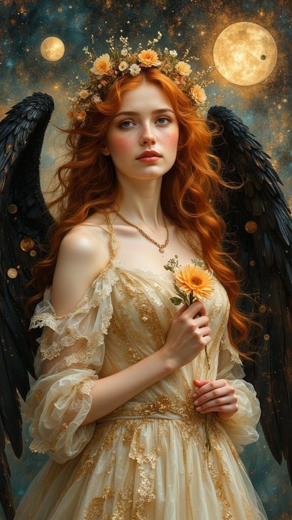 Angel in Celestial Realism Oil Painting