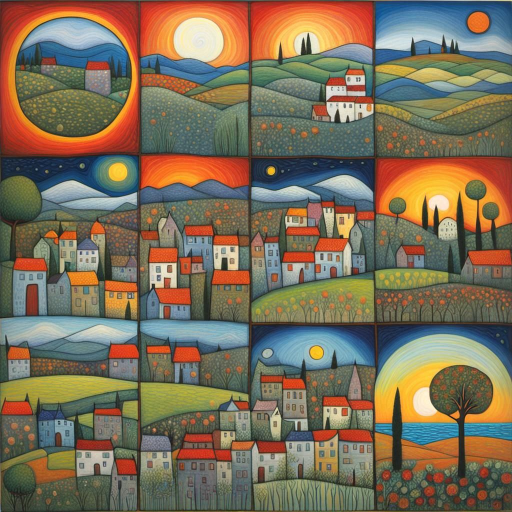 Cats and Landscapes in Hundertwasser Style