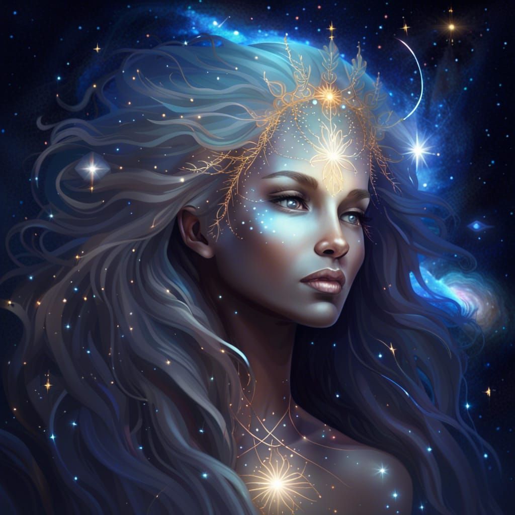 Celestial Goddess Radiating Cosmic Energy, Splash Art