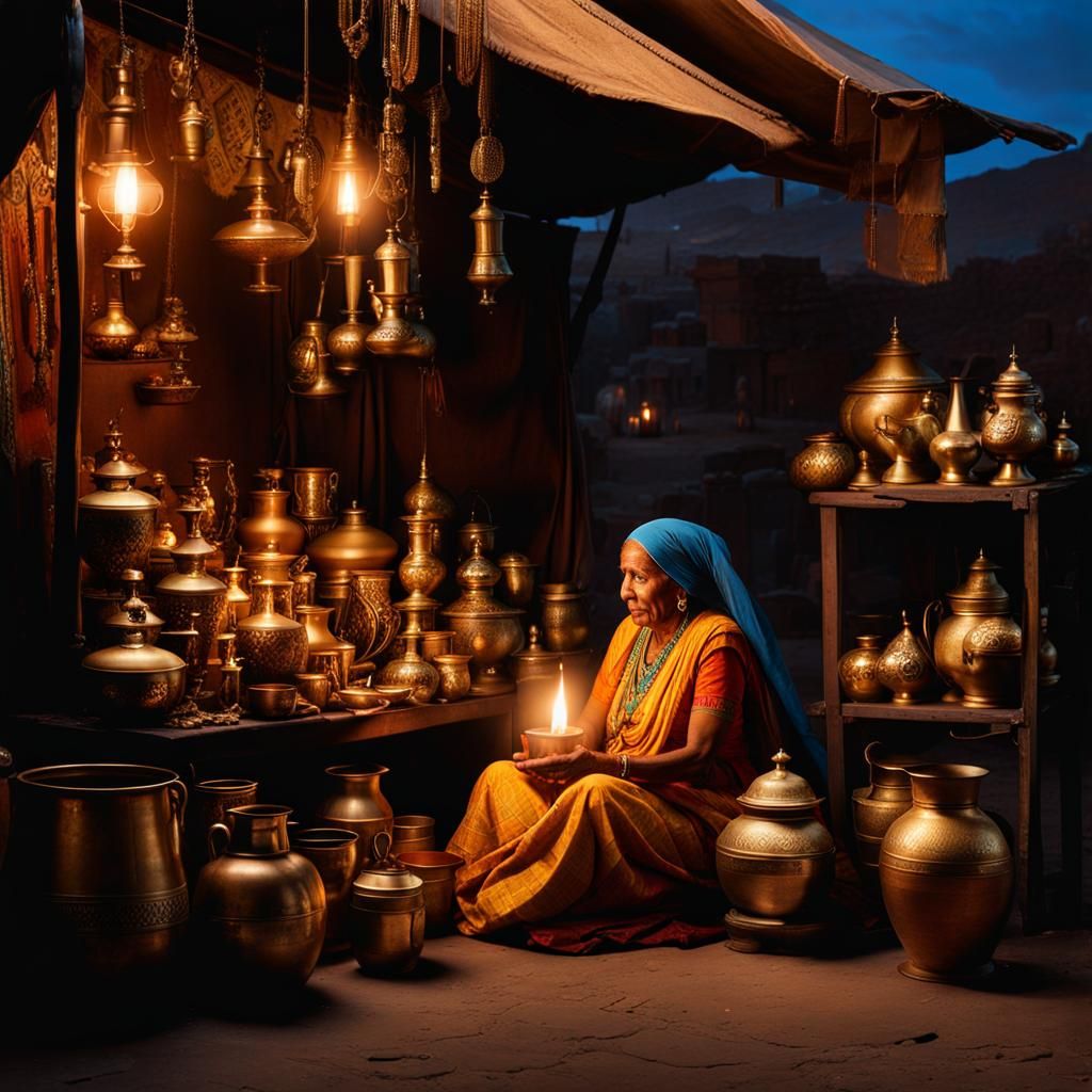 Warm Night in Brass and Copper Shop