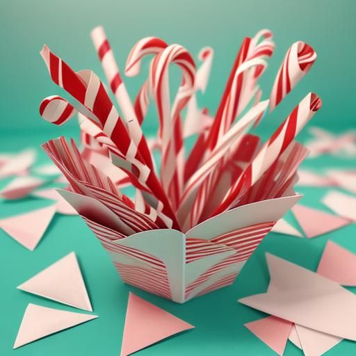 Origami Candy Canes Papercraft in 8K