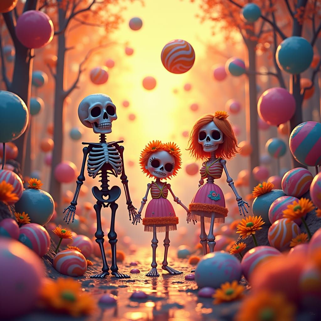 Dia de los Muertos in Candyland: Digital Illustration