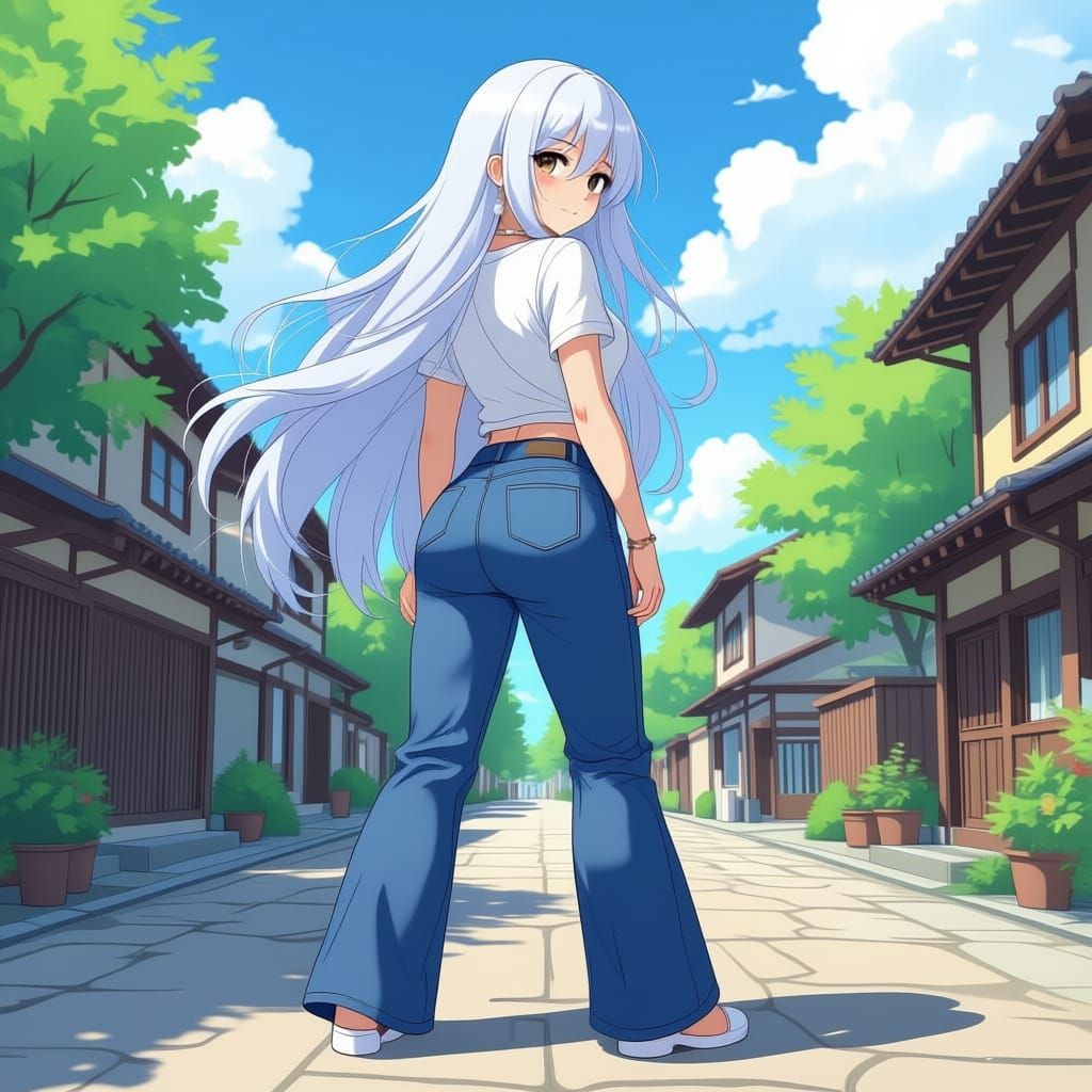 Anime Girl with White Hair and Brown Eyes